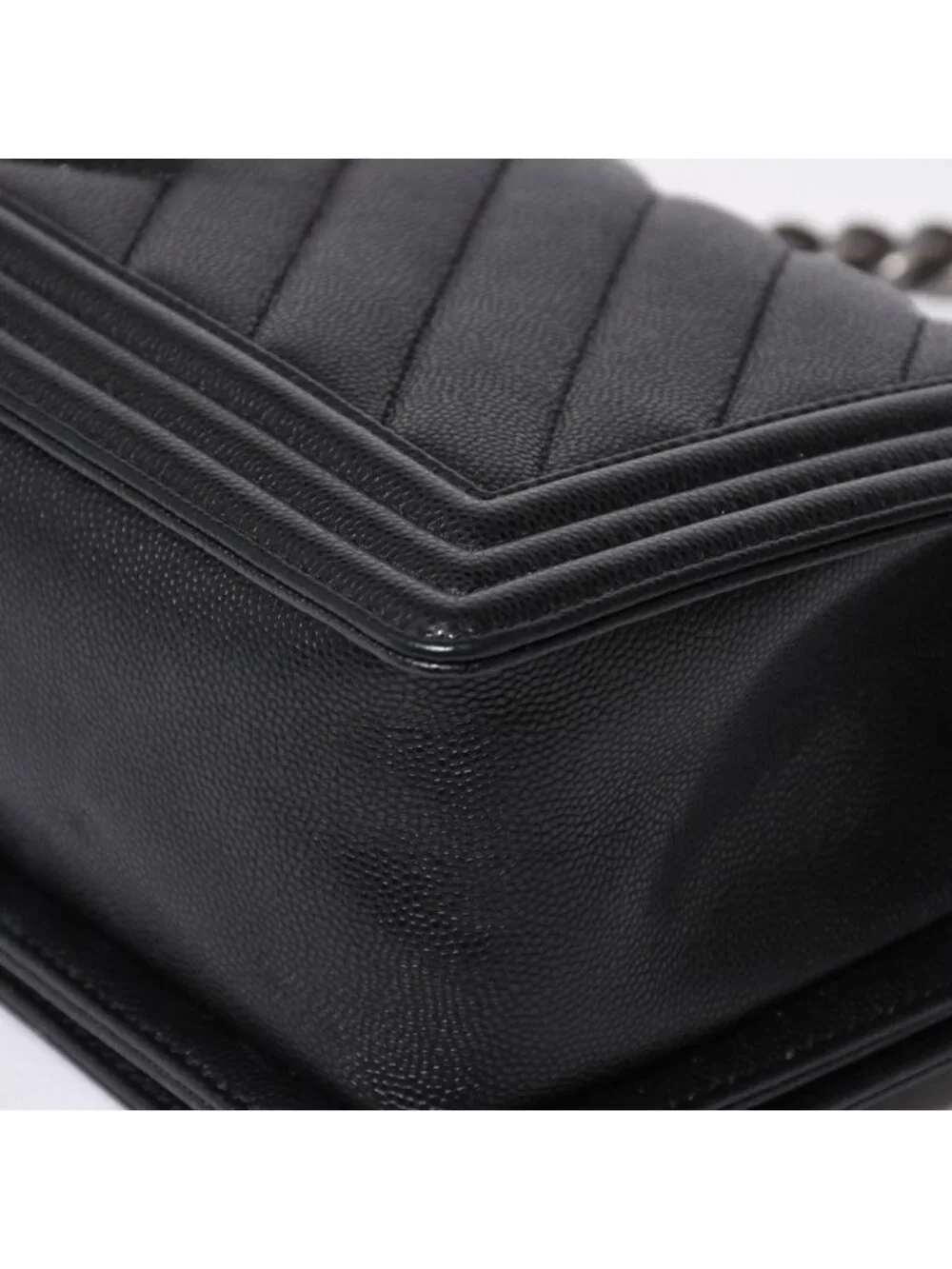 Chanel Boy Chain Shoulder Bag Chevron V-stitch CC Logo Black